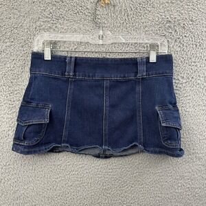 Y2K Rue 21 Micro Mini Cargo Denim Jean Skirt Streetwear Grunge Women's Small